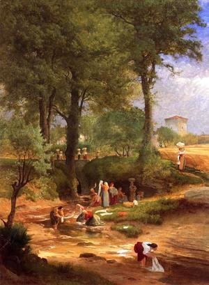 George Inness - Washing Day near Perugia (or Italian Washerwomen)