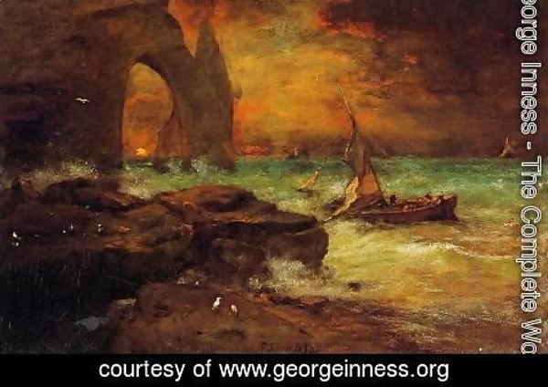 George Inness - Sunset, Etretat