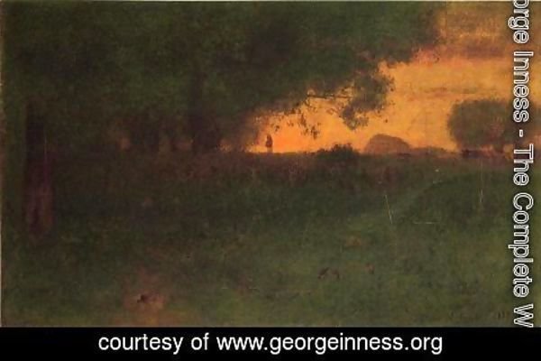 George Inness - Sunset Landscape