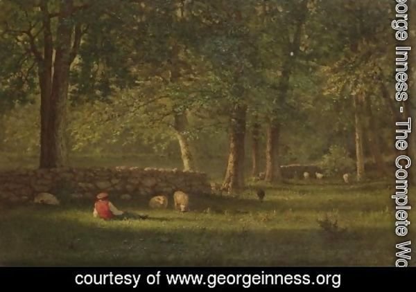 George Inness - Wood Interior - Sheep