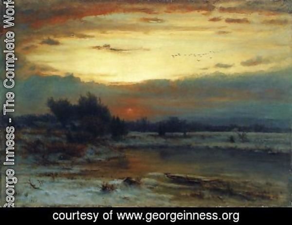 George Inness - Winter, Close of Day (aka A Winter Day)