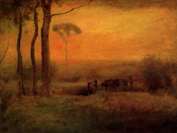 Pastoral Landscape At Sunset