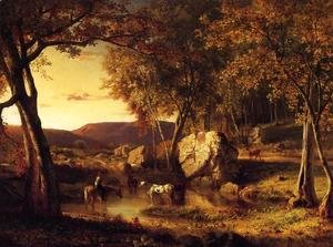 George Inness - Summer Days  Cattle Drinking Late Summer  Early Autumn