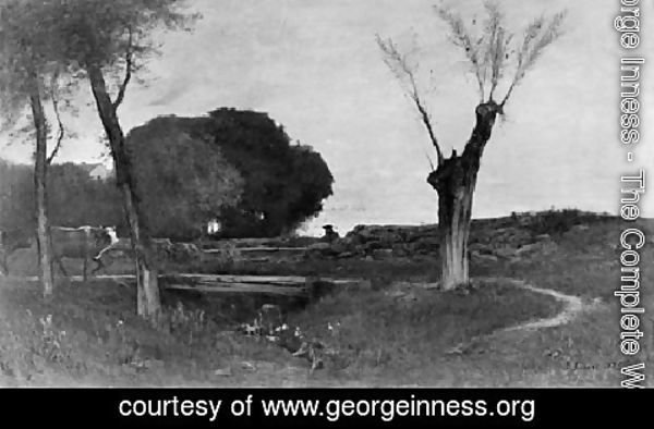 George Inness - Evening At Medfield  Massachusetts